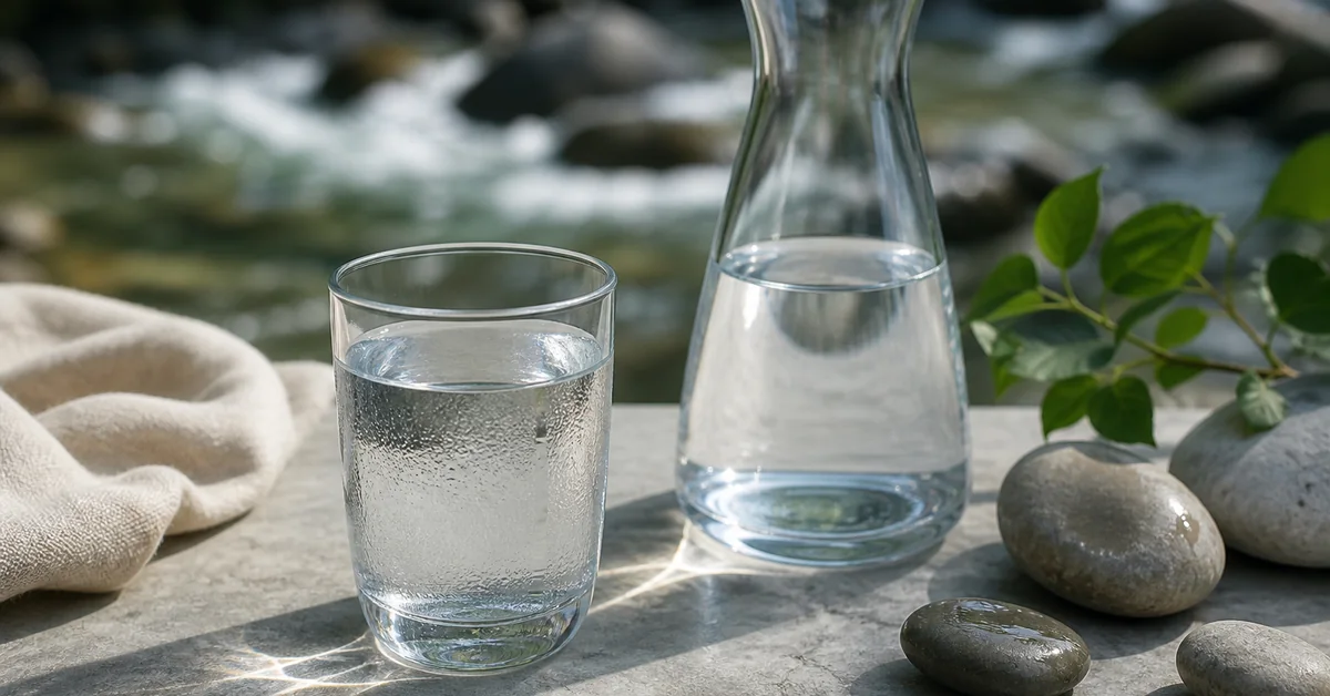 Ein Glas Leitungswasser wird am Wasserhahn gefüllt